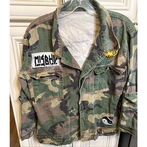 Mishbhv Women's Camouflage Patchwork Rustlers Military Jacket Multicolor Small